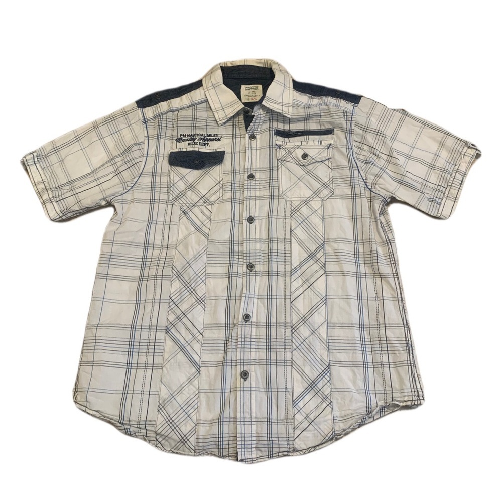 Private Member Men's Plaid Short Sleeve Button Up Shirt Size L